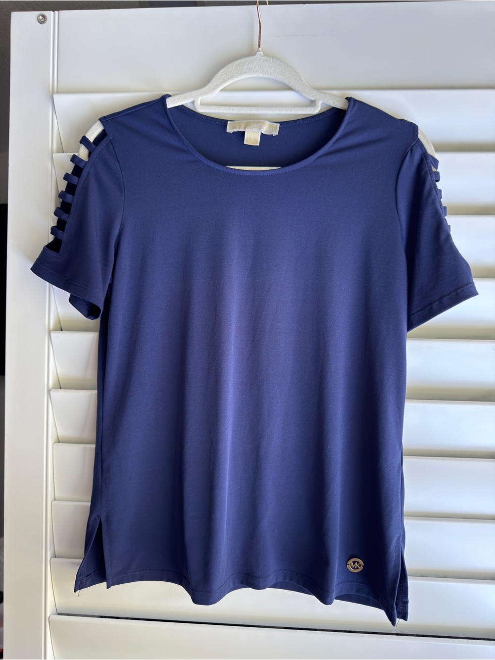 Michael Kors Navy Short-Sleeve Ladder-Shoulder Tee